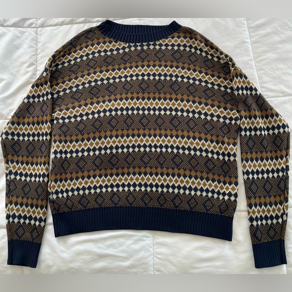 Drop Shoulder Argyle Pattern Sweater - Picture 5 of 5